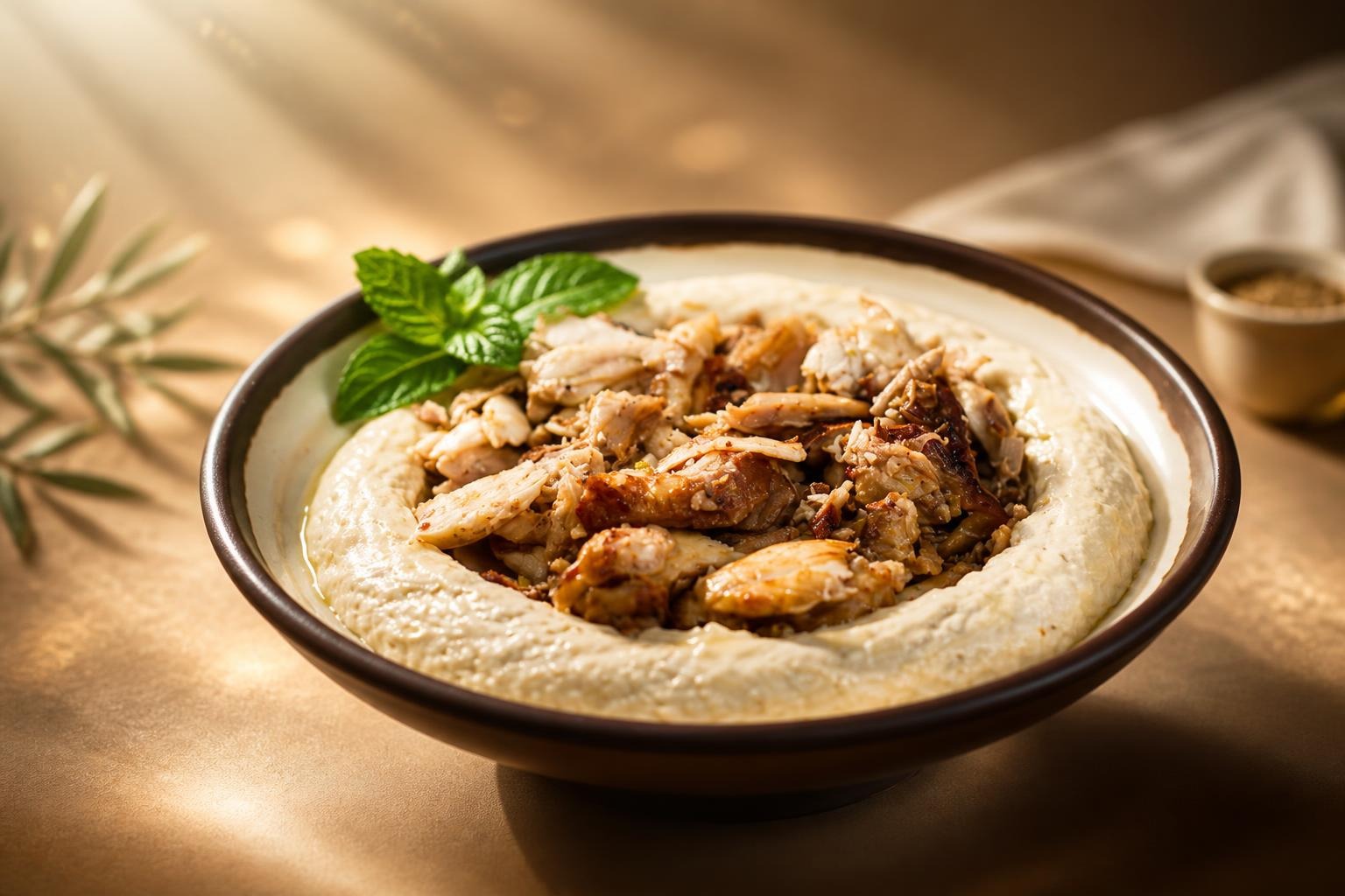 Chicken shawarma hummus